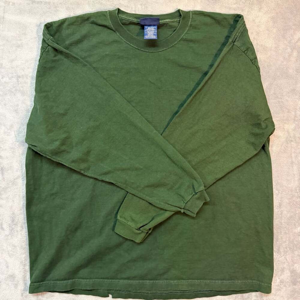 Puritan Long Sleeve T-Shirt Green 2XL Men's Cotton Tee Shirt